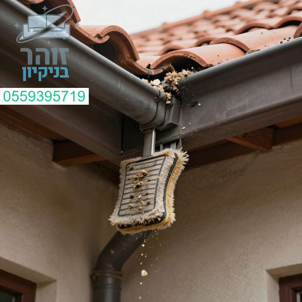 ניקוי מרזבים מקצועי לגג רעפים למניעת סתימות ונזקי מים בבית שלכם