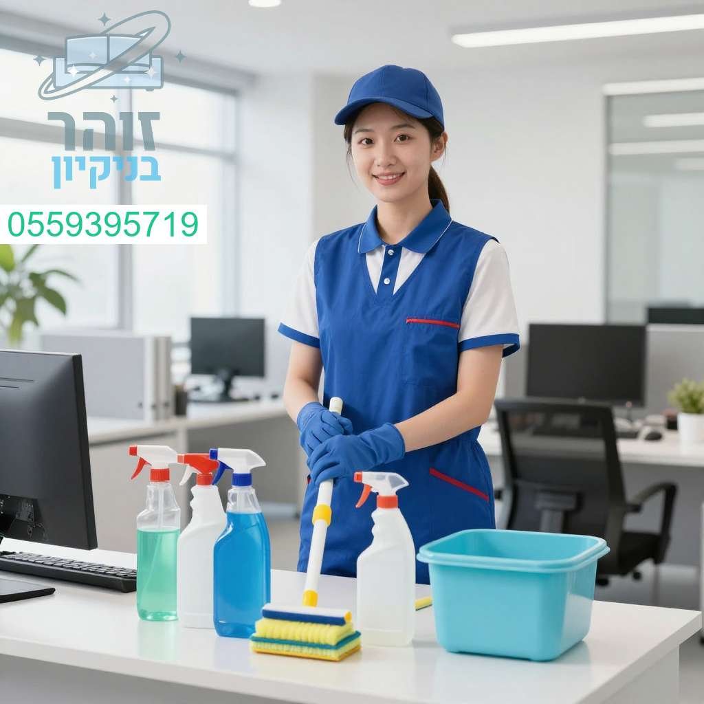 צוות מקצועי لניקיון משרדים עם חומרי ניקוי איכותיים לסביבת עבודה נקייה ومבריקה תמיד