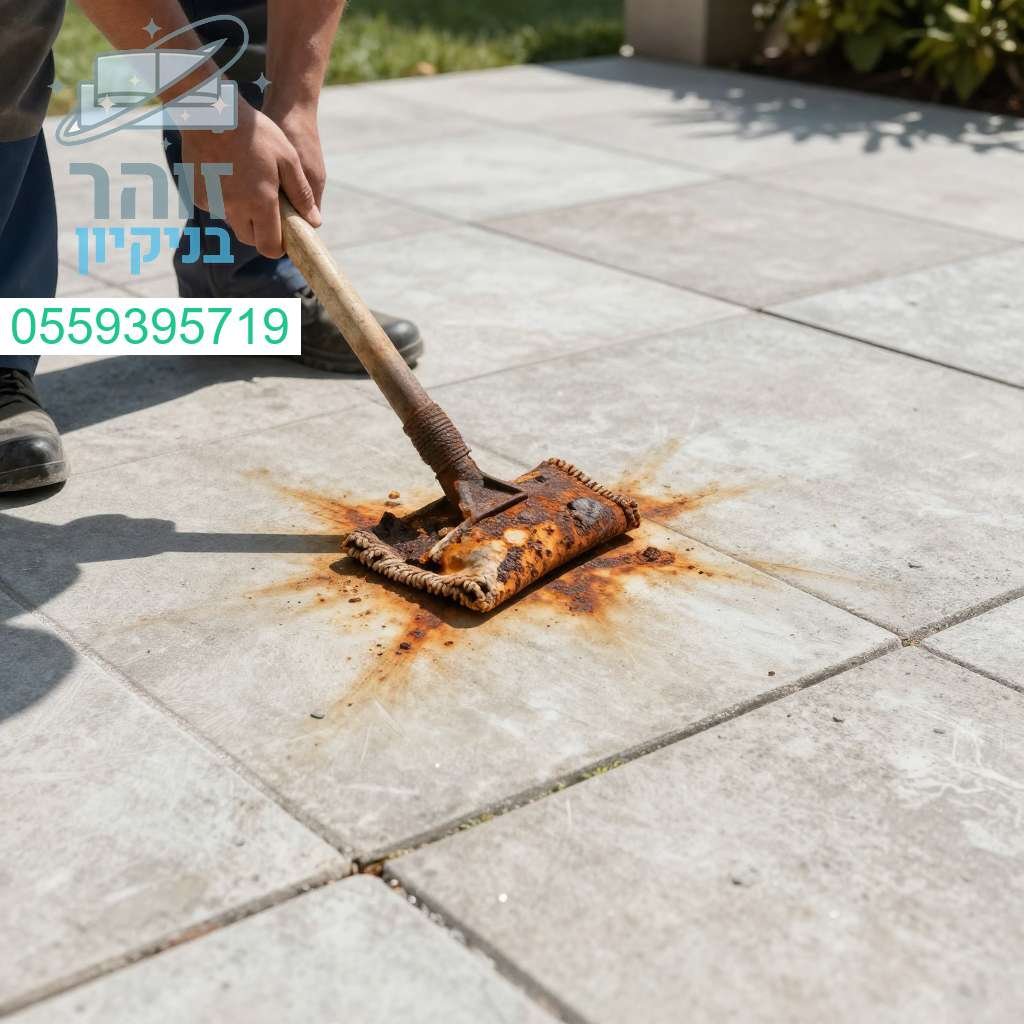 הסרת כתמי חלודה קשים מהריצוף והבטון להשבת המראה הנקי והמרשים לחצר שלכם עכשיו